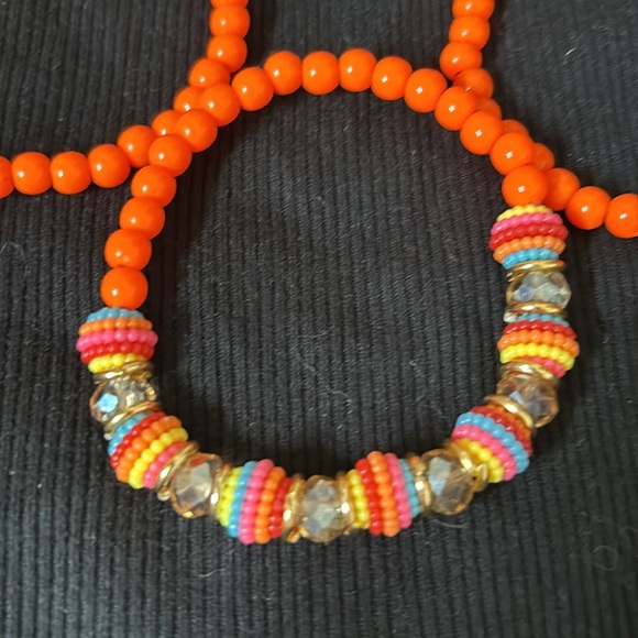 Set of 3 orange stretchy bracelet set from Brazil - Picture 2 of 3
